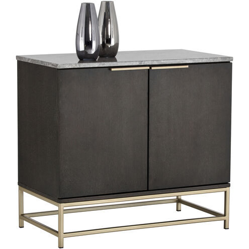 Rebel 35.5 X 19 inch Gold / Grey Marble / Charcoal Grey Sideboard, Small